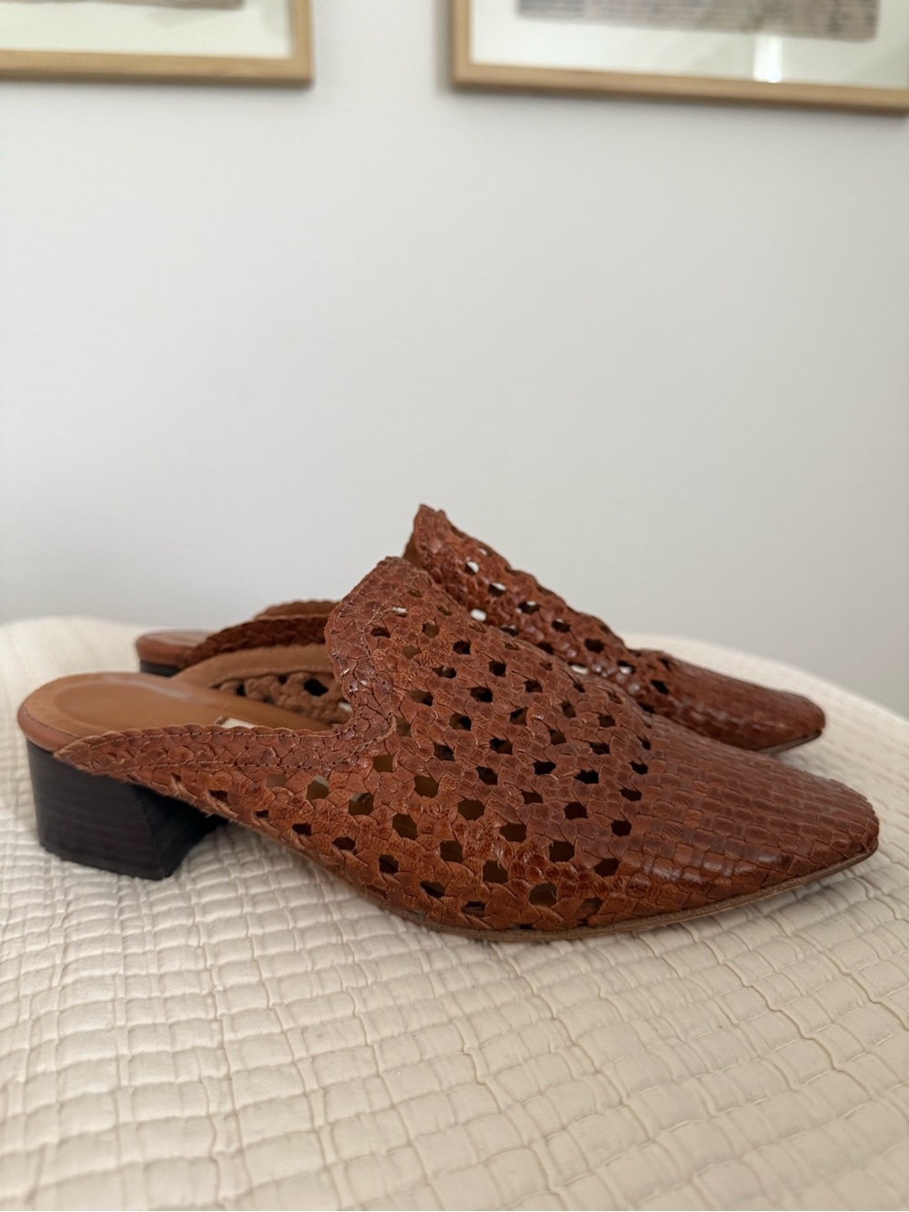 Miista Women's Brown Woven Slip-On Heels